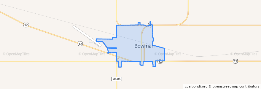 Mapa de ubicacion de Bowman.