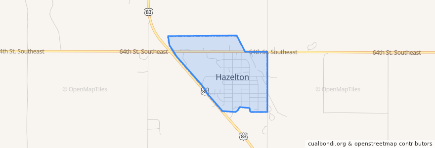 Mapa de ubicacion de Hazelton.