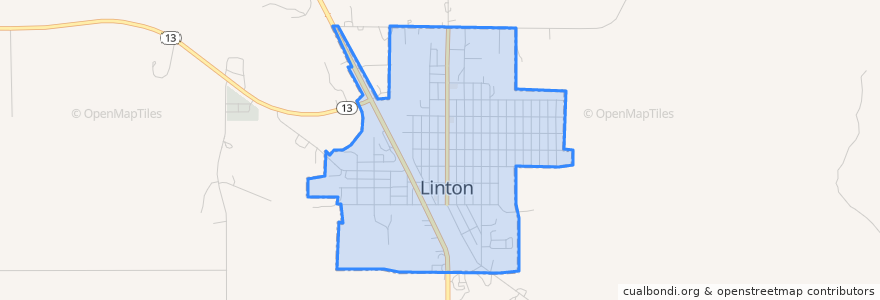 Mapa de ubicacion de Linton.