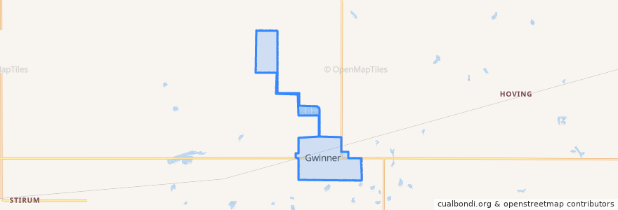 Mapa de ubicacion de Gwinner.