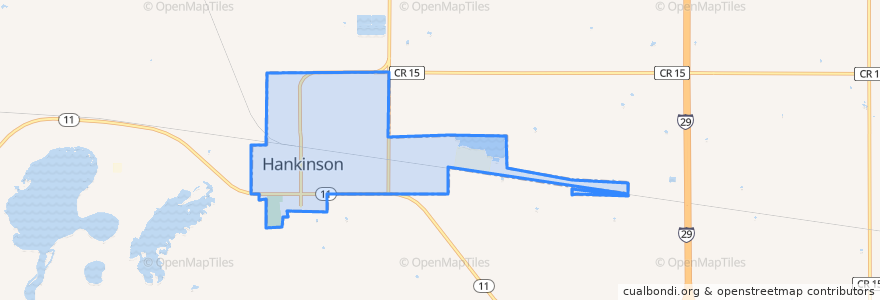 Mapa de ubicacion de Hankinson.