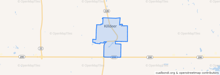 Mapa de ubicacion de Killdeer.