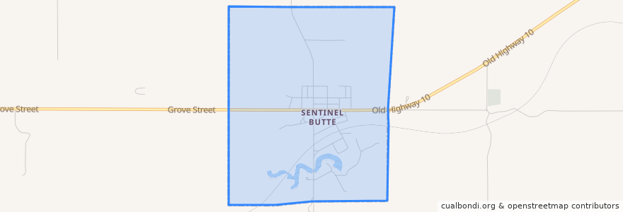 Mapa de ubicacion de Sentinel Butte.