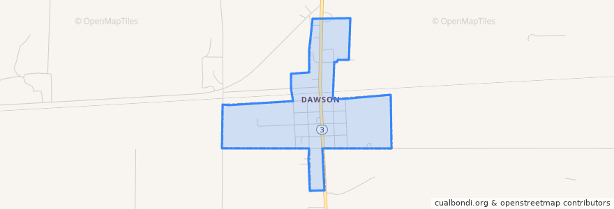 Mapa de ubicacion de Dawson.