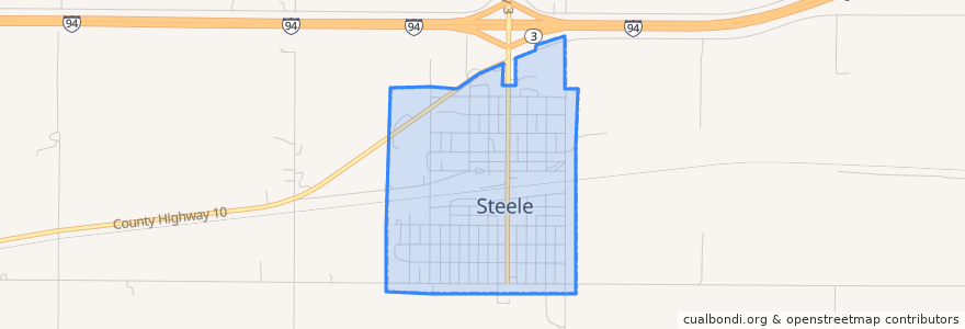 Mapa de ubicacion de Steele.