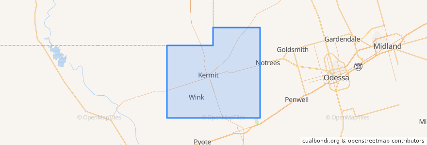 Mapa de ubicacion de Winkler County.