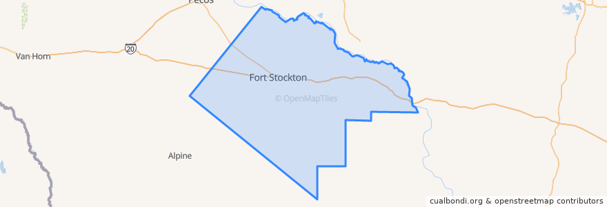 Mapa de ubicacion de Pecos County.