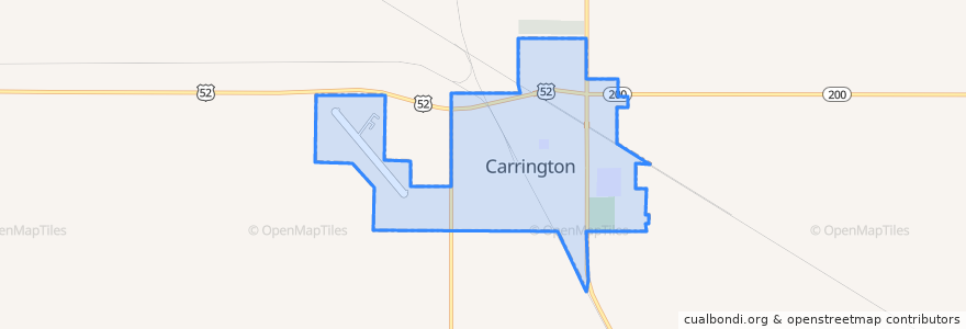 Mapa de ubicacion de Carrington.