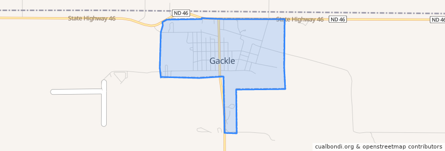 Mapa de ubicacion de Gackle.