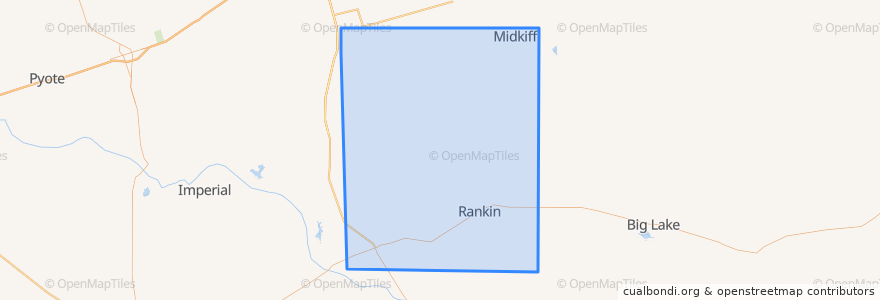 Mapa de ubicacion de Upton County.