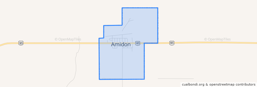 Mapa de ubicacion de Amidon.