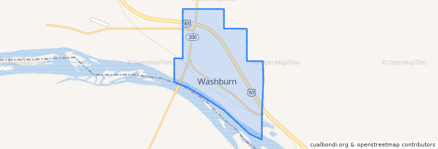 Mapa de ubicacion de Washburn.