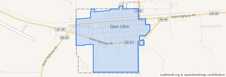 Mapa de ubicacion de Glen Ullin.