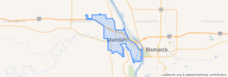 Mapa de ubicacion de Mandan.