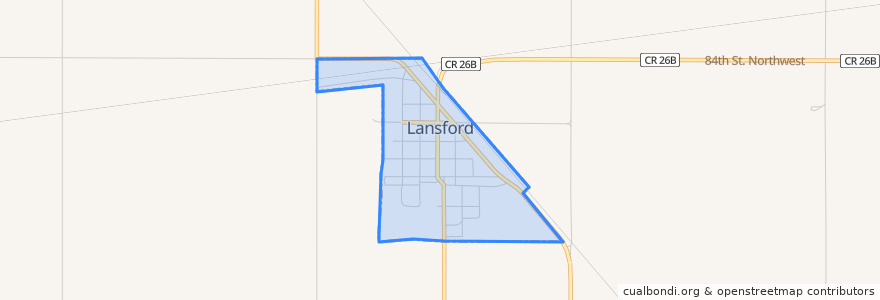 Mapa de ubicacion de Lansford.