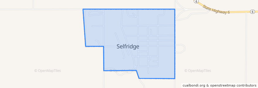 Mapa de ubicacion de Selfridge.