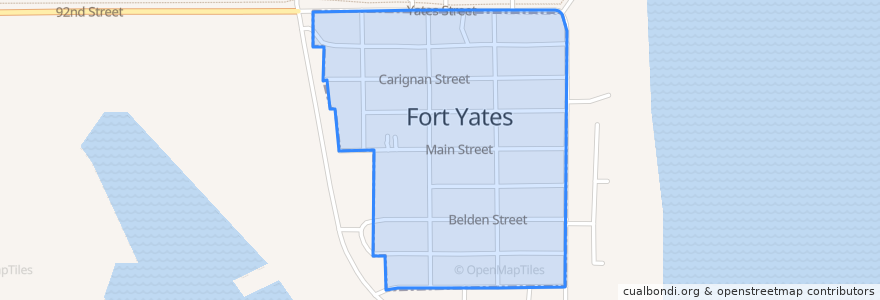 Mapa de ubicacion de Fort Yates.