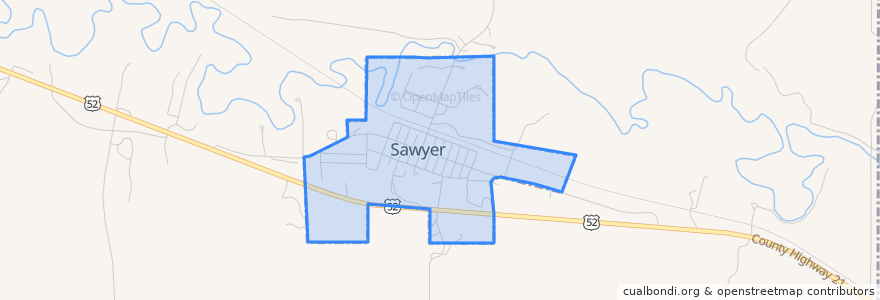 Mapa de ubicacion de Sawyer.