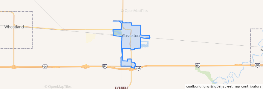 Mapa de ubicacion de Casselton.