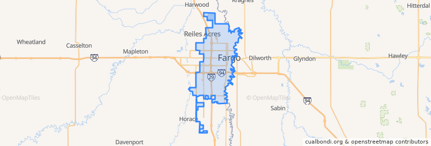 Mapa de ubicacion de Fargo.
