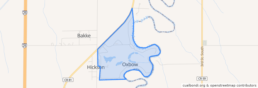 Mapa de ubicacion de Oxbow.