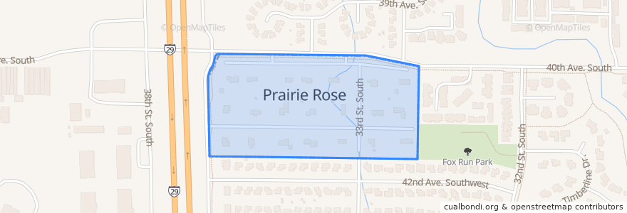 Mapa de ubicacion de Prairie Rose.