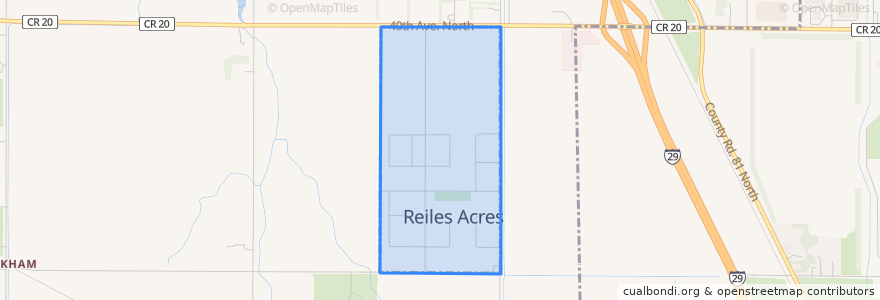 Mapa de ubicacion de Reile"s Acres.