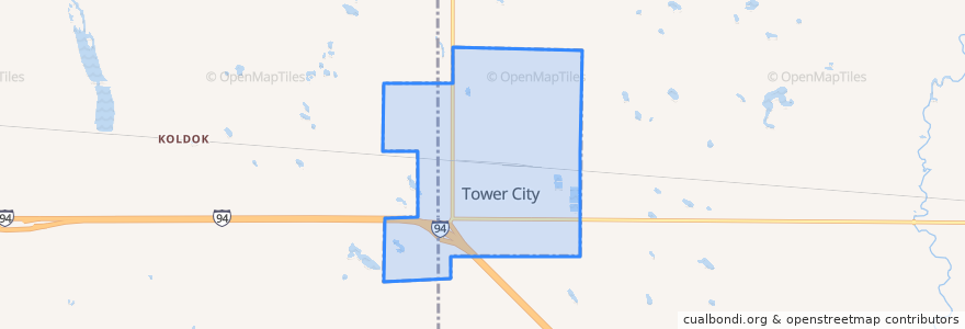 Mapa de ubicacion de Tower City.