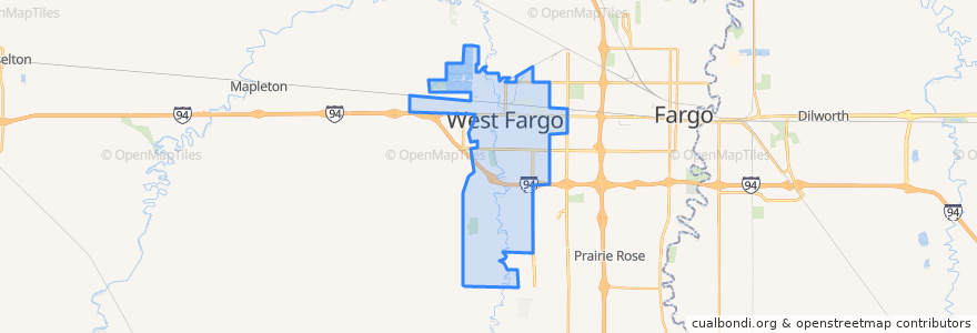 Mapa de ubicacion de West Fargo.