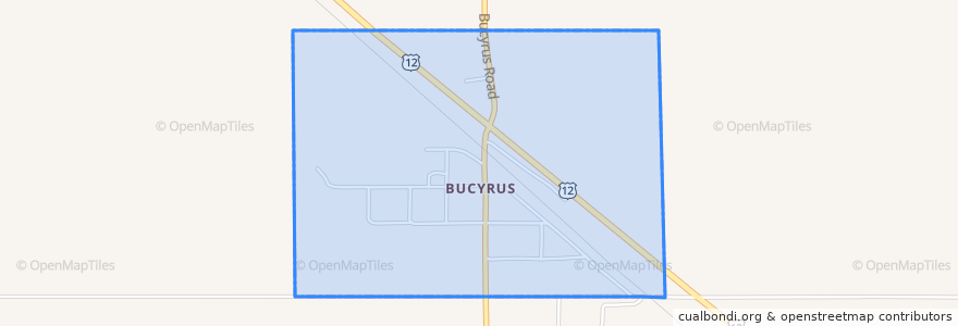 Mapa de ubicacion de Bucyrus.