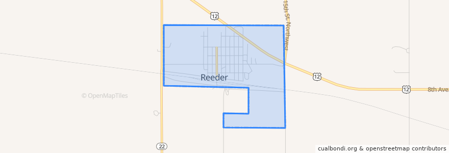 Mapa de ubicacion de Reeder.