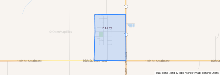 Mapa de ubicacion de Dazey.