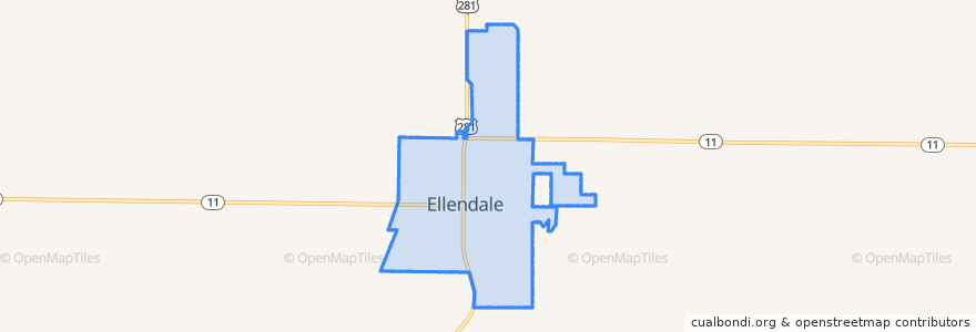 Mapa de ubicacion de Ellendale.