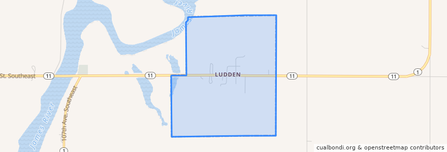 Mapa de ubicacion de Ludden.