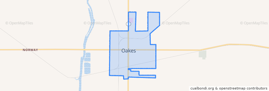 Mapa de ubicacion de Oakes.