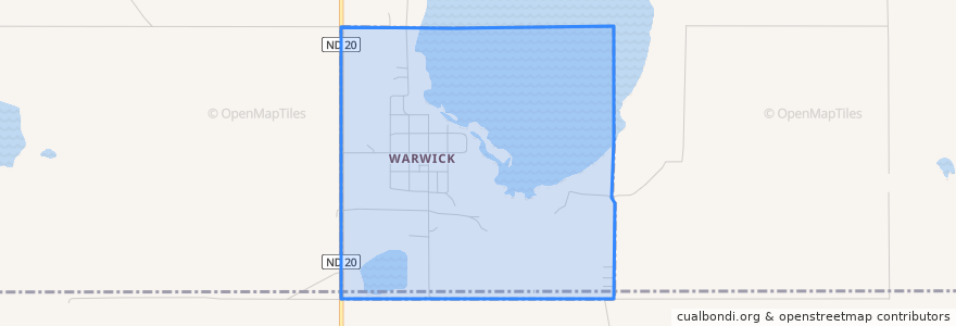 Mapa de ubicacion de Warwick.