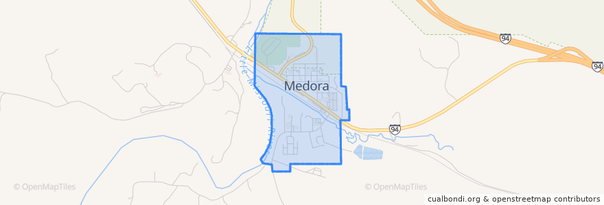 Mapa de ubicacion de Medora.