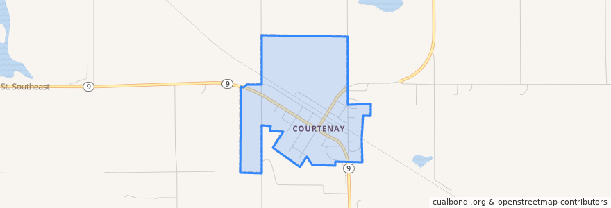 Mapa de ubicacion de Courtenay.