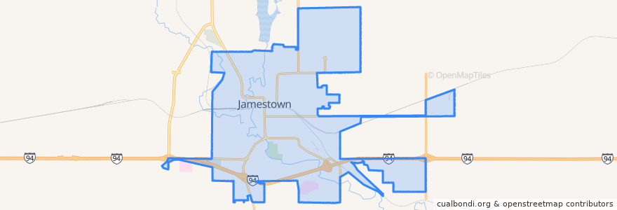 Mapa de ubicacion de Jamestown.