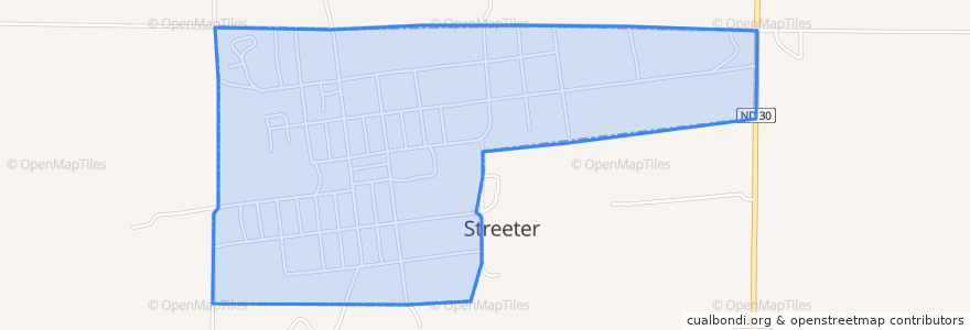 Mapa de ubicacion de Streeter.