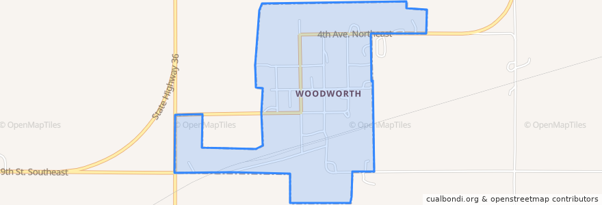 Mapa de ubicacion de Woodworth.