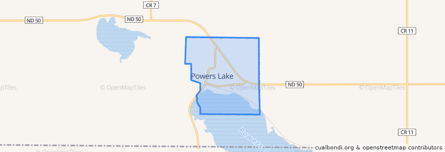 Mapa de ubicacion de Powers Lake.