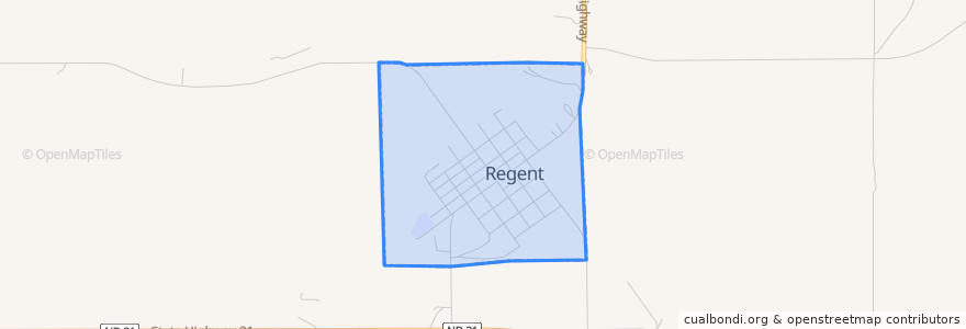 Mapa de ubicacion de Regent.