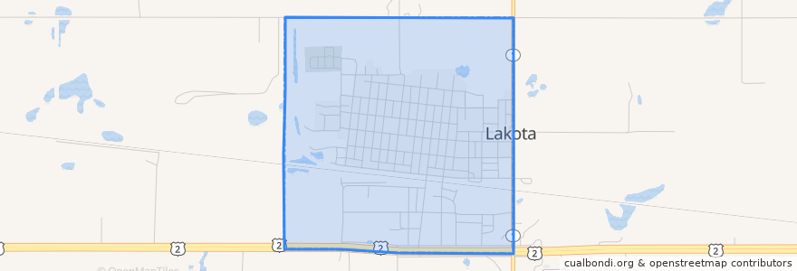 Mapa de ubicacion de Lakota.