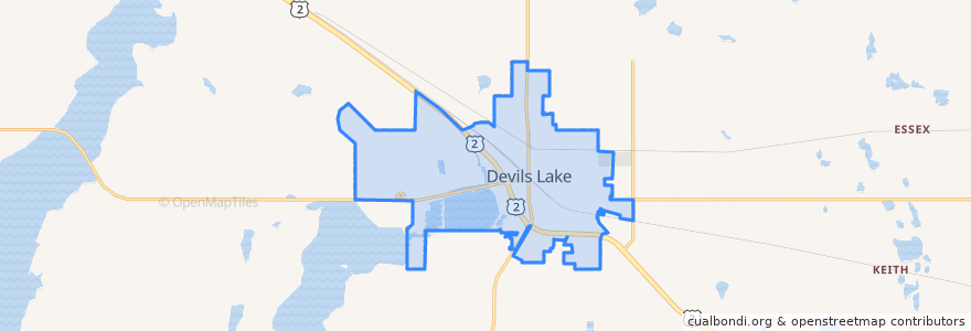 Mapa de ubicacion de Devils Lake.