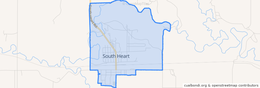 Mapa de ubicacion de South Heart.