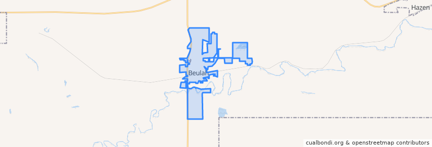 Mapa de ubicacion de Beulah.