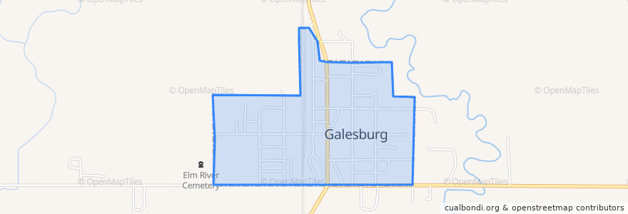 Mapa de ubicacion de Galesburg.