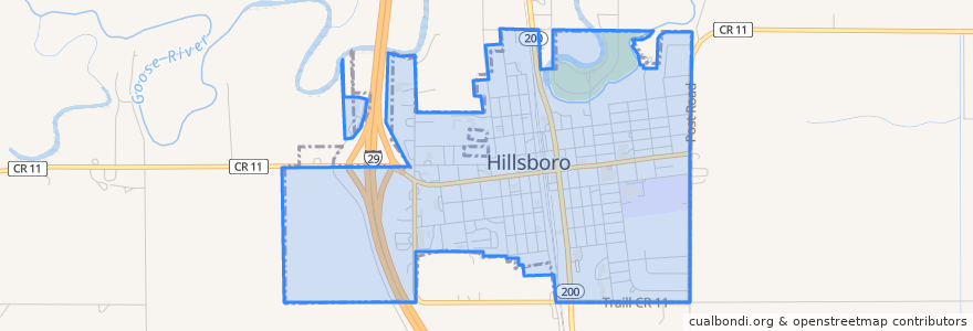 Mapa de ubicacion de Hillsboro.