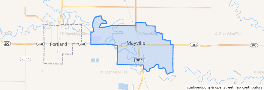 Mapa de ubicacion de Mayville.